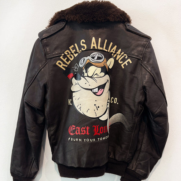 Rebels Alliance Custom Hand Painted Vintage Pilot Leather With Fur Jacket