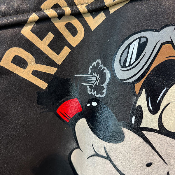 Rebels Alliance Custom Hand Painted Vintage Pilot Leather With Fur Jacket