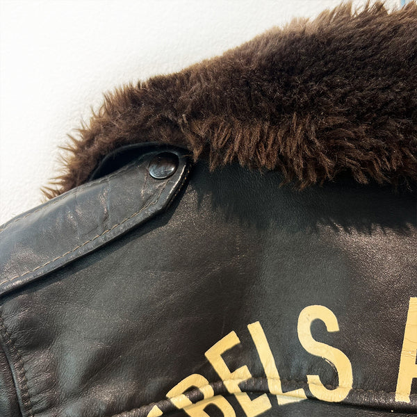 Rebels Alliance Custom Hand Painted Vintage Pilot Leather With Fur Jacket
