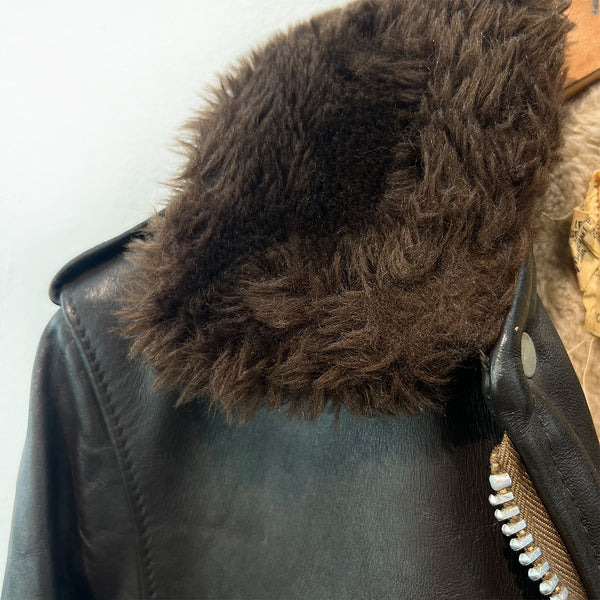 Rebels Alliance Custom Hand Painted Vintage Pilot Leather With Fur Jacket