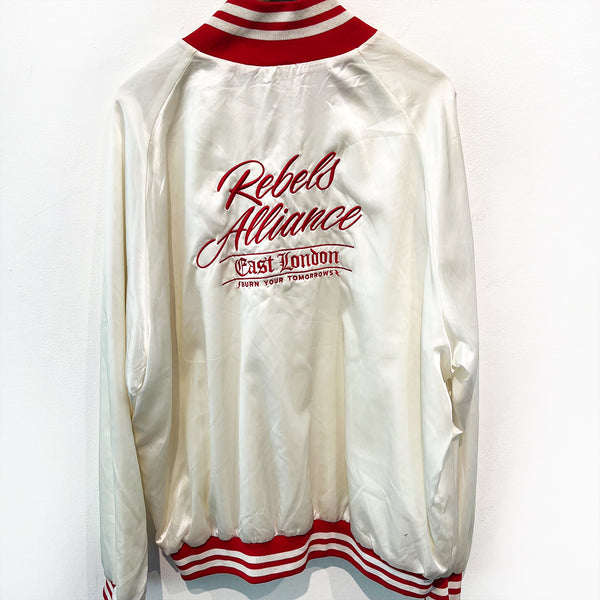 Rebels Alliance Vintage White and Red Racing Bomber Jacket