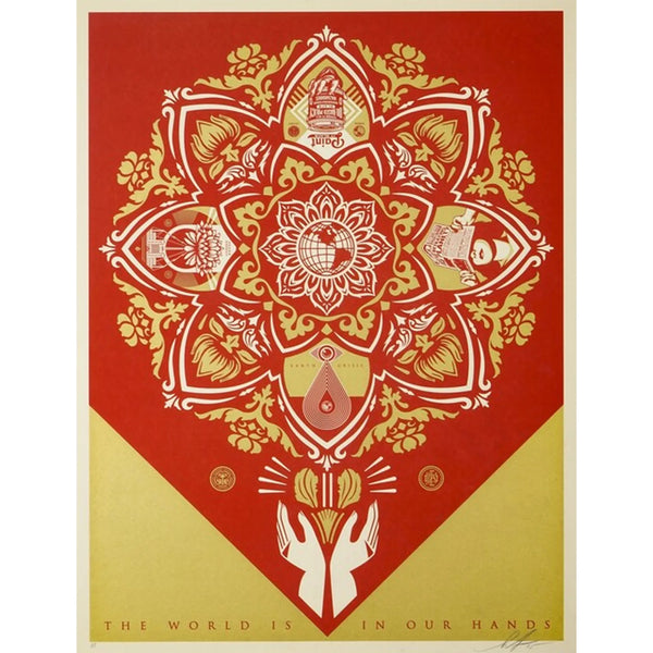 Shepard Fairey - Obey Holiday - The World Is In Our Hands (Red & Gold)