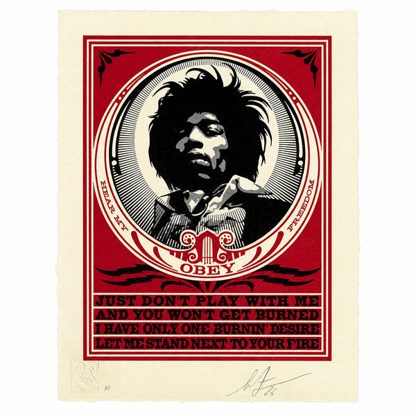 Shepard Fairey - Hendrix Fire Letterpress.