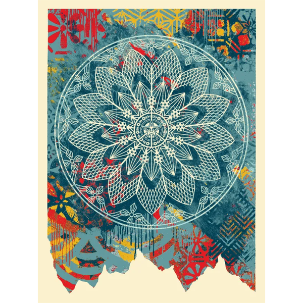 SHEPARD FAIREY - 'COLLAGE PEACE MANDALA' (BLUE)