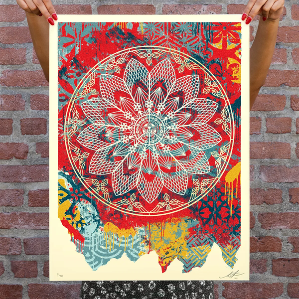 SHEPARD FAIREY - 'COLLAGE PEACE MANDALA' (RED)