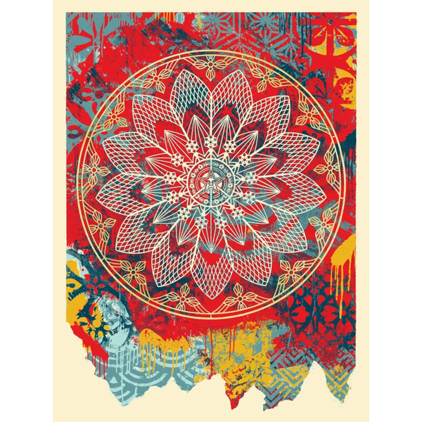 SHEPARD FAIREY - 'COLLAGE PEACE MANDALA' (RED)