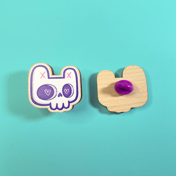 Ejits - Bunny Skull Wooden Pin