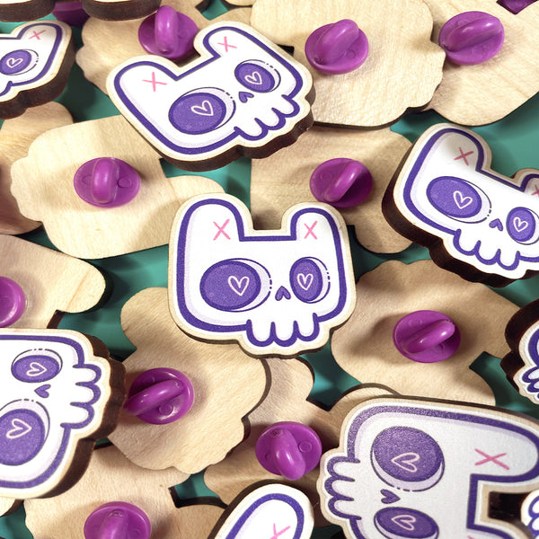 Ejits - Bunny Skull Wooden Pin