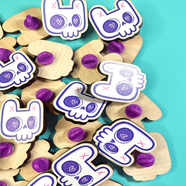 Ejits - Bunny Skull Wooden Pin