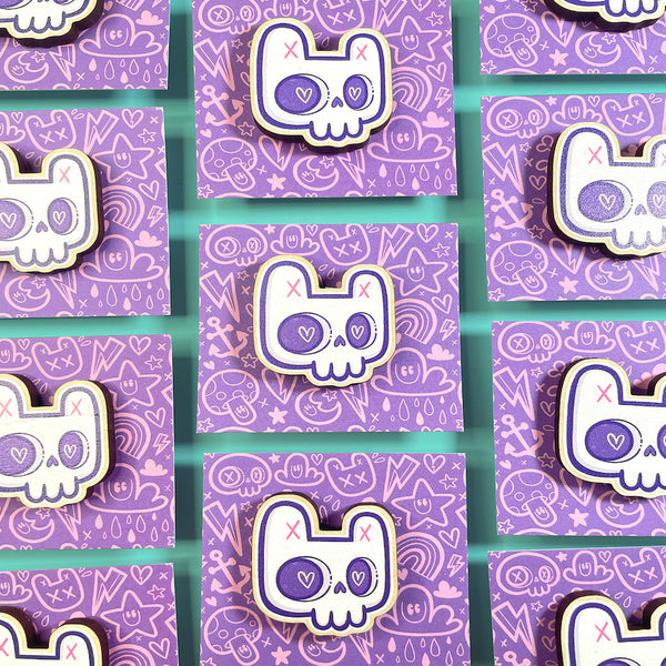 Ejits - Bunny Skull Wooden Pin