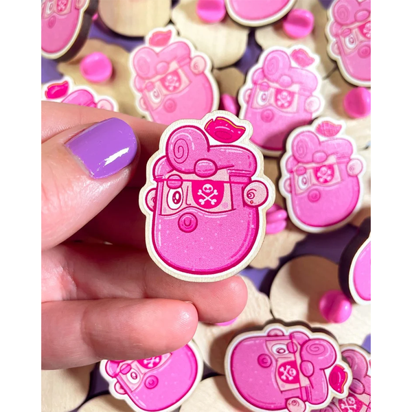 Ejits - Pink Beard Wooden Pin