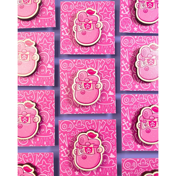 Ejits - Pink Beard Wooden Pin